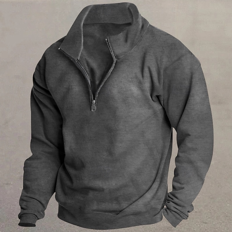 Hombre Sudadera Sudadera de polar Pull-over Sudadera con un cuarto de cremallera Negro Blanco Vino Rojo Caqui Cuello Mao Plano Deporte Casual Diario Ropa de calle De Deporte Primavera Otoño Ropa 2025 - $17.99 –P1