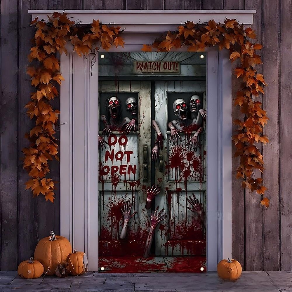 dekoracja na drzwi na Halloween, zasłona na drzwi wejściowe, latające nietoperze na miotle na Halloween, postrzępiony dolny wyświetlacz 2025 - $9.99 –P3