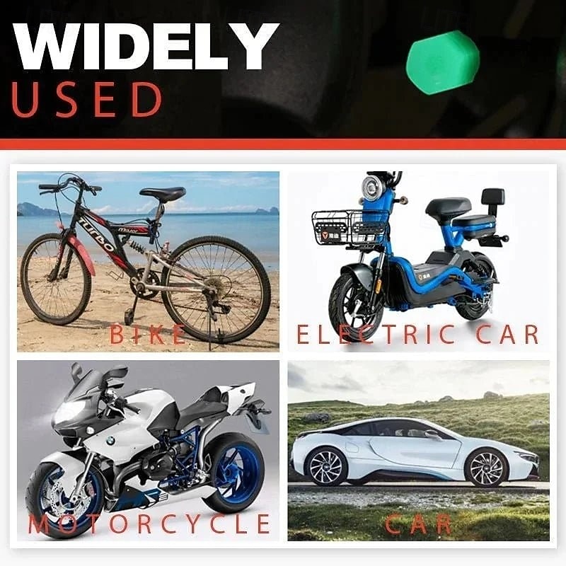 16 stuks universele fluorescerende ventieldoppen, lichtgevende luchtventieldoppen voor motorfietsen, e-bikes, scooters, auto's, vacuümbanden, lichtgevende ventieldoppen 2026 - $12.99 –P10