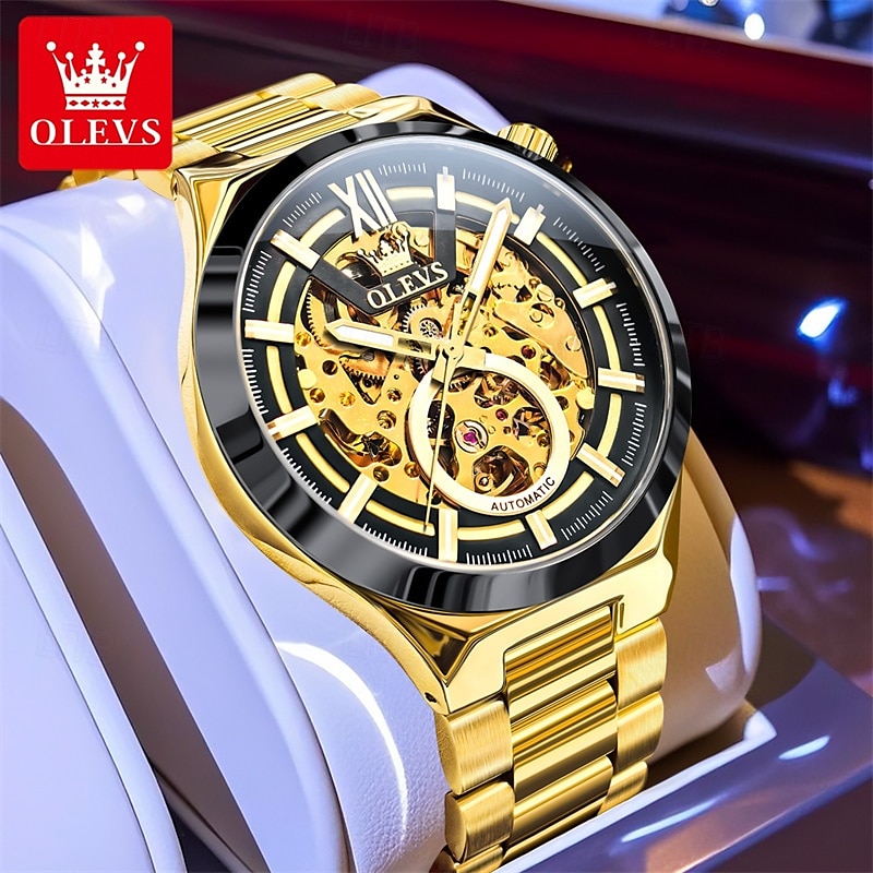 The New Olevs Brand Skeletonized Men'S Business Watch Waterproof Luminous Fashionable And Trendy Fully Automatic Mechanical Watch Casual Sports Men'S Wristwatch 2025 - $77.99 –P7