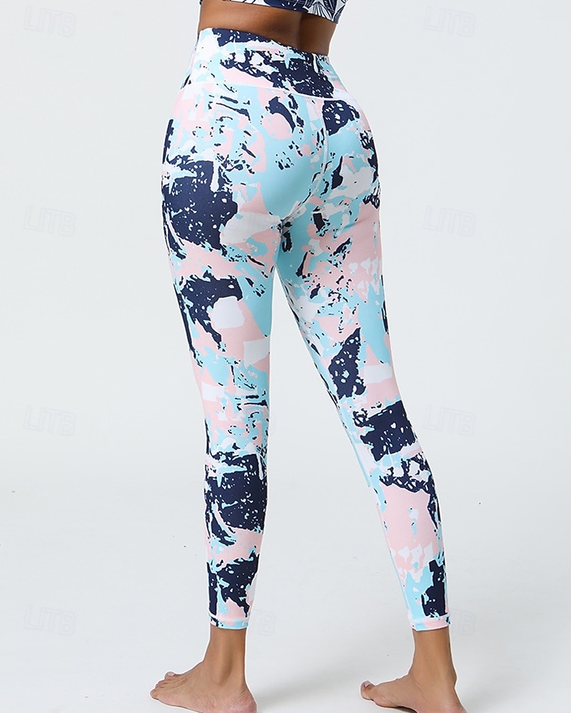 Mujer Leggings Capri Mallas Leggings de Yoga Control de barriga Alta cintura Gimnasio De Deporte Pilates Prendas de abajo Estampado Negro Amarillo Azul Otoño Deportes Ropa de Deporte Ajuste ceñido 2025 - $16.49 –P16
