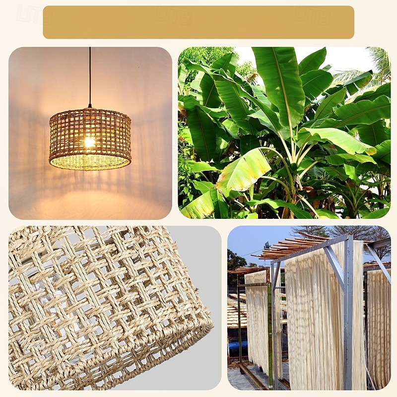 Lampada a sospensione artistica country, materiale in legno di rattan, altezza 16 cm, luce bianca calda/bianca, E26 E27, catena regolabile del 2025 a $116.99 –P2