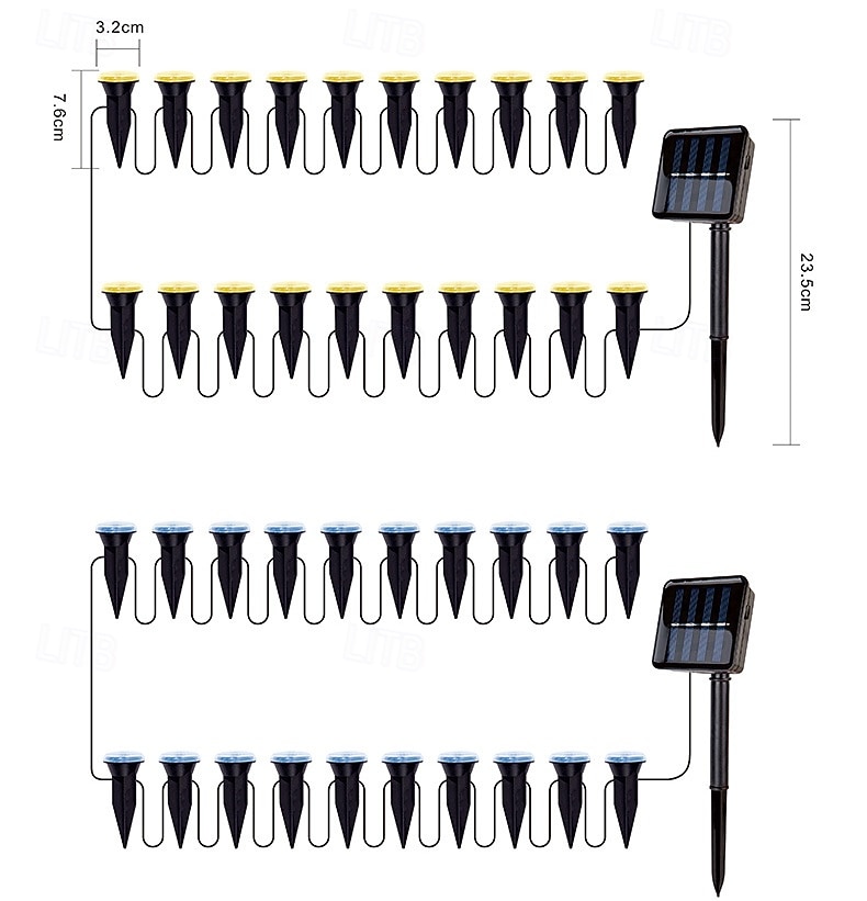 napelemes vezetőoszlopos talajlámpák 15/30 db-os lapos napelemes lámpák kültéri, vízálló napelemes korongos tájvilágítás kerti ösvényre, falra, lépcsőkre, teraszokra, udvarra, gyepre, járdára (meleg 2026 - $20.99 –P7