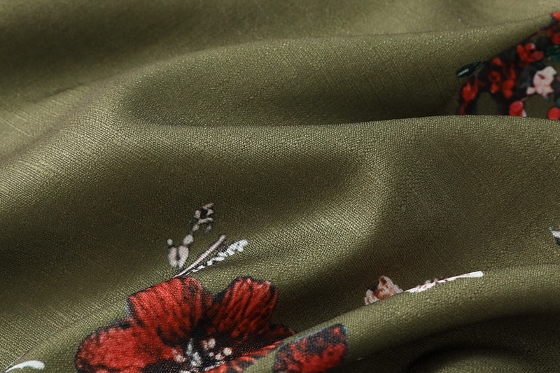 Pantalones anchos bohemios para mujer, largos, con estampado de flores naturales, bolsillos y cordón elástico, cómodos para exteriores, vacaciones, fin de semana, color verde, corte regular. 2025 - $24.99 –P11