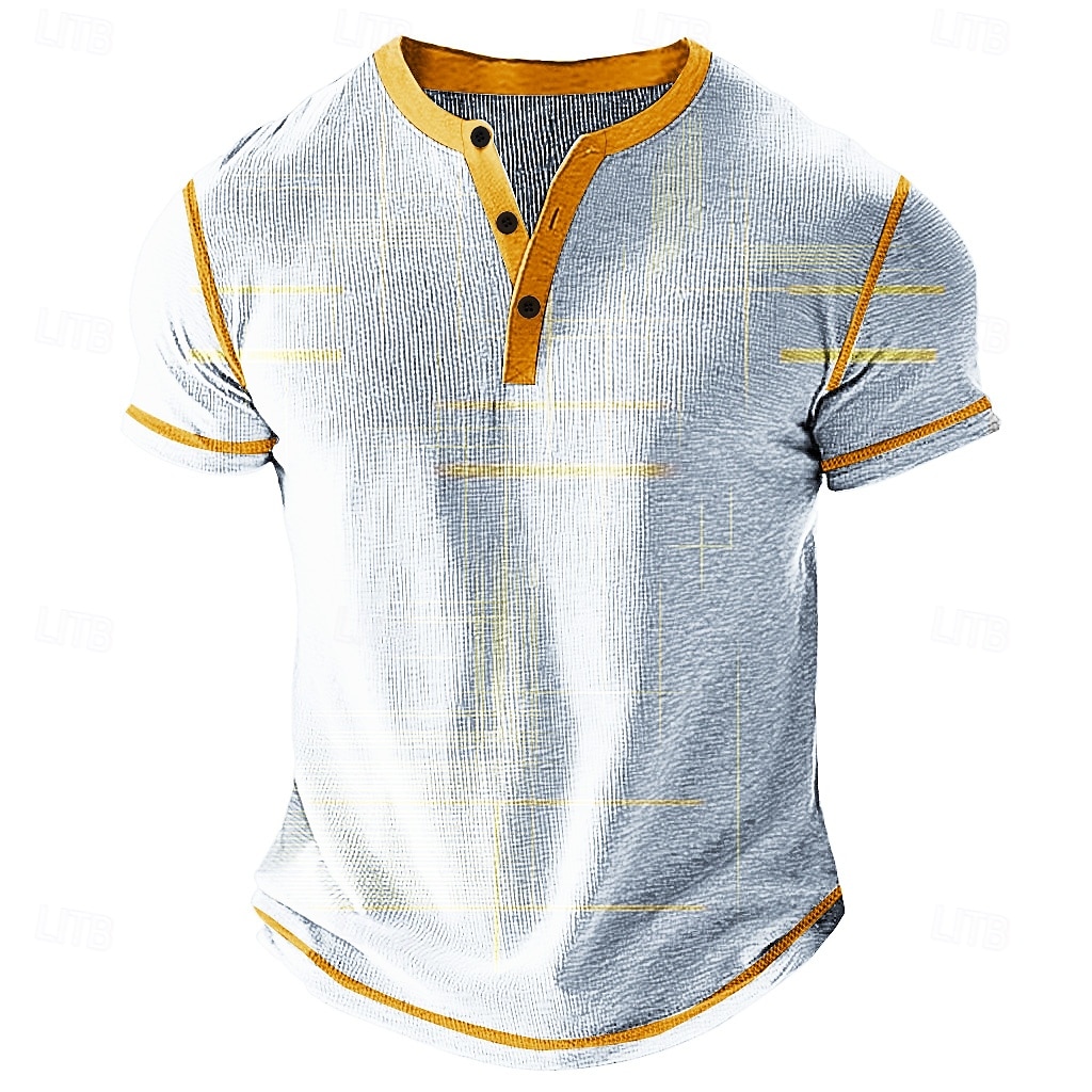 Miesten Kuvitettu Abstrakti Henley-paita Vohveli T-paita Lyhythihainen Päivittäin Retro / vintage Klassinen Urheilu ja ulkoilu Kausaliteetti Pyhäpäivä Kevät kesä Kaikki vuodenajat Vaalea 2025 - $22.99 –P2