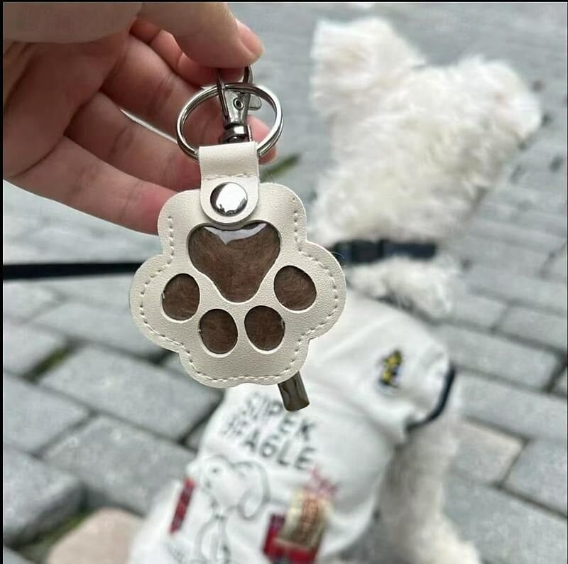 Portachiavi in pelle a forma di zampa di animale domestico, ciondolo creativo per conservare i ricordi dei peli di cane e gatto, grazioso accessorio per la decorazione di borsetta. del 2025 a $9.99 –P5