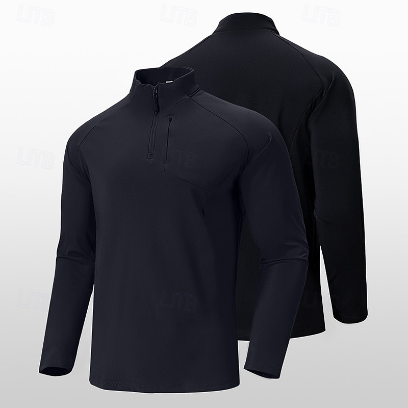 Per uomo Camicia da escursionismo cima dell'escursionismo Felpa con cappuccio e zip Manica Lunga Collo alla coreana Top Esterno Leggero Traspirante Poliestere Nero Verde militare Marrone Allenamento del 2025 a $41.99 –P2