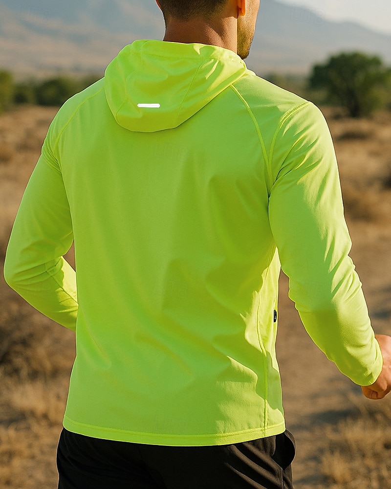 Męskie Běžecká bunda Kurtka Outdoorowa Kurtka z kapturem Kieszeń Ściągana na sznurek Długi rękaw Top Athleisure Odporność na wiatr Szybkie wysychanie Odprowadza wilgoć Oddychający Wędkarstwo Piesze 2025 - $26.99 –P2