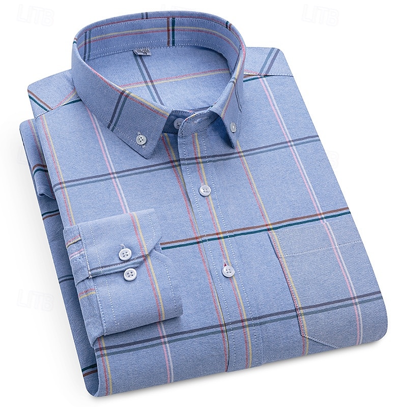 Per uomo Camicia Camicia elegante Camicia button-down Camicia Oxford Camicia a quadri A Quadri / A Righe / Chevron / Rotondo Abbigliamento quotidiano Abbigliamento Aziendale Giallo Chiaro Giallo del 2025 a $29.99 –P5