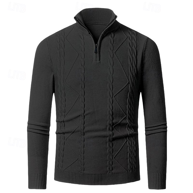 Herren Pullover Pullover mit Viertelreißverschluss Strickpullover Zopfmuster Stricken Normale Oberteile Gestrickt Einfach Viertelreißverschluss Mode Lässig Urlaub Alltagskleidung Bekleidung Herbst 2025 - $22.99 –P12
