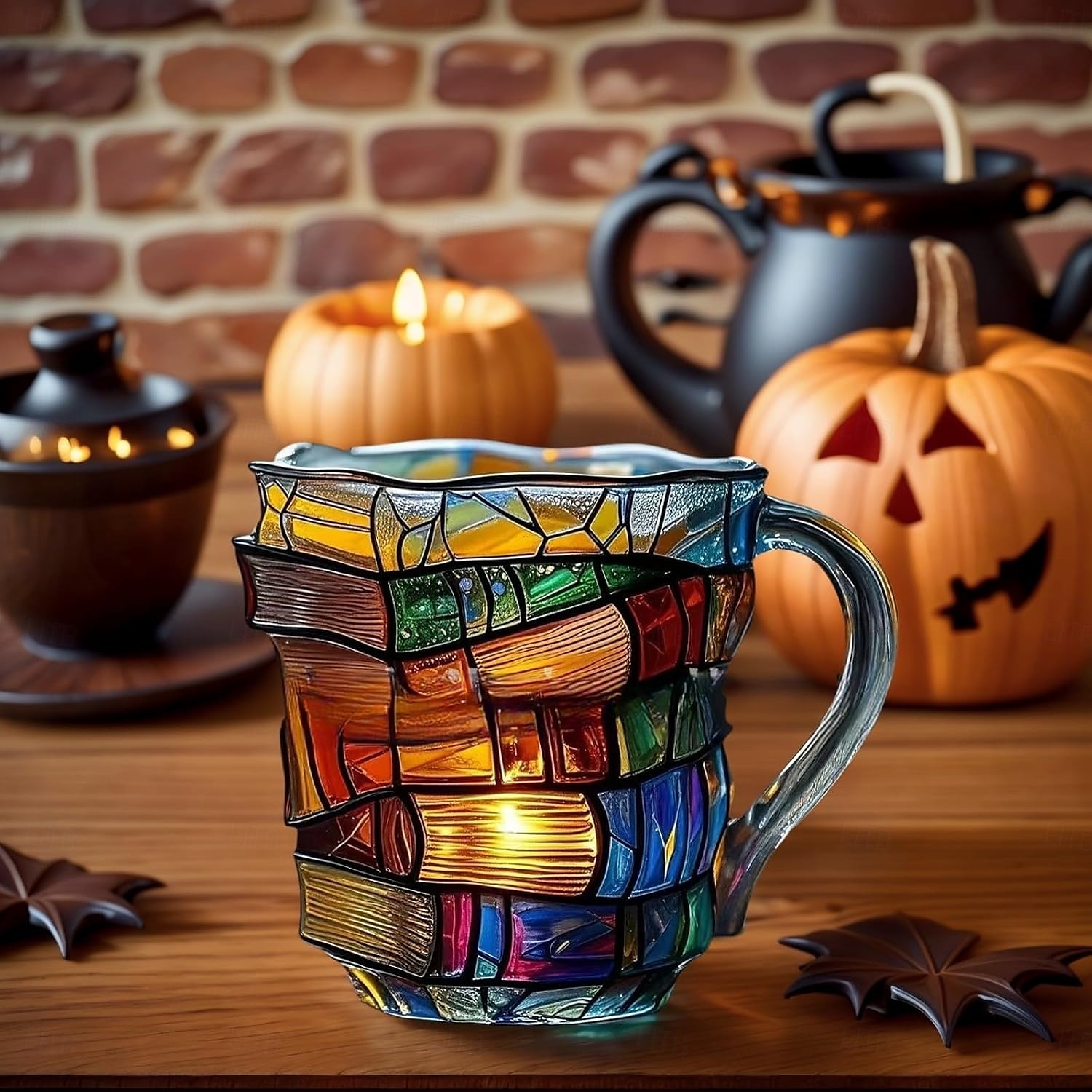 bemalte Buchtasse 300ml/10oz Gitarren-Kaffeetasse Buch-Kaffeetasse einzigartige bunte Glasbücher Stapel-Kaffeetasse Sammlung Geschenk 2025 - $23.99 –P5
