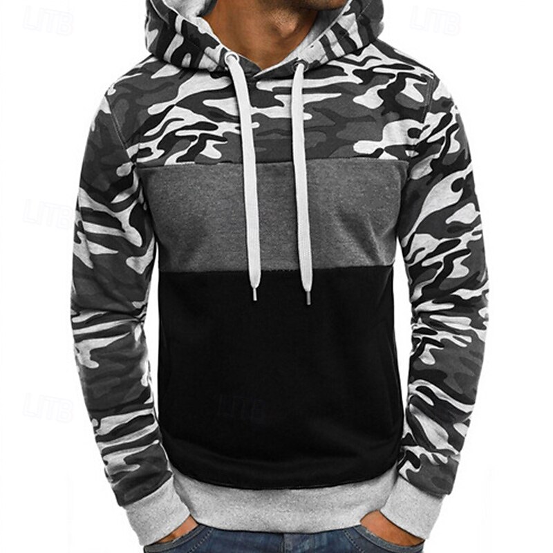 Herren Kapuzensweatshirt Pullover Kapuzensweatshirt Fleece Kapuzensweatshirt Taktischer Kapuzensweatshirt Hell Gray Dunkelgray Mit Kapuze Tarnung Tasche Sport & Outdoor Täglich Streetwear Basic 2025 - $21.99 –P4
