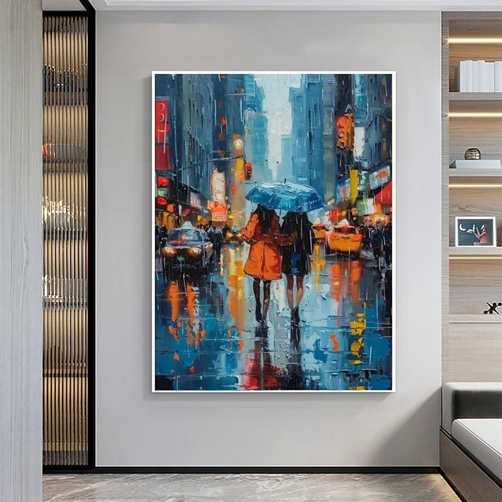 Velká postava olejomalba ručně malované akrylové ženy deštivá městská krajina olejomalba velká pouliční umění krajina olejomalba ručně malované plátno umění malba nástěnné umění ručně malované dívky 2026 - $80.99 –P2