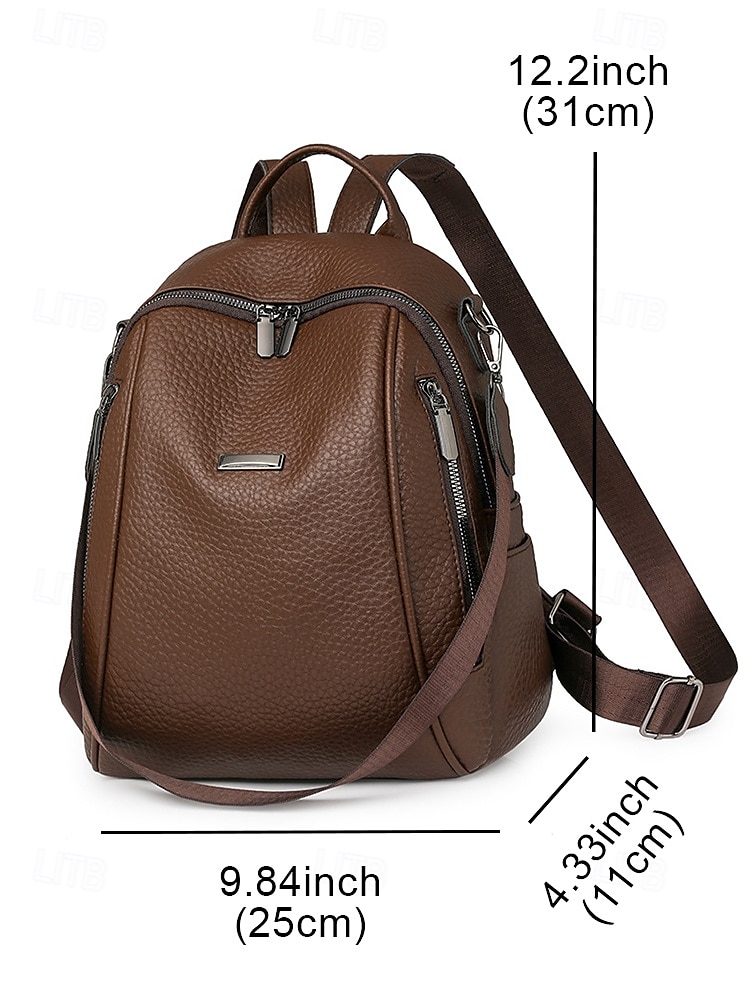 Women's Brown Faux Leather Mini Backpack – Water-Repellent Scratch-Resistant Fashion Daypack for Travel, Work and Daily Use 2025 - $24.99 –P11