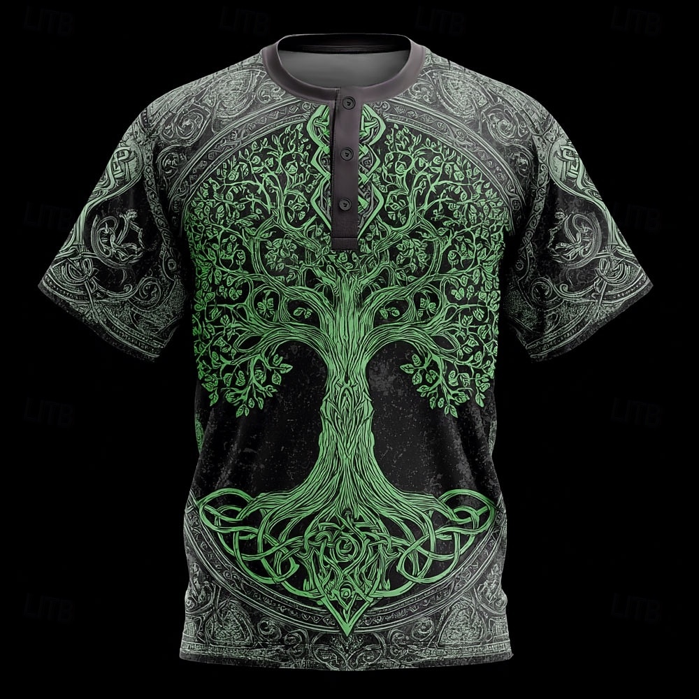 Men's Viking T Shirt Henley Shirt Short Sleeve Designer Retro Vintage Casual Daily Street Summer Spring All Seasons Blue Green Purple Khaki Henley Henley T-Shirt 2026 - $20.99 –P3
