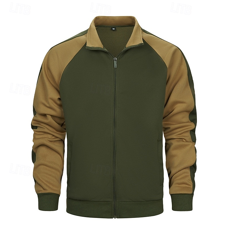 Herren Leichte Jacke Freizeitjacke Urlaub Täglich Tasche Frühling Herbst Farbblock Mode Klassisch Stehkragen Regulär Rote Armeegrün Dunkelgray Jacken 2026 - $30.99 –P10
