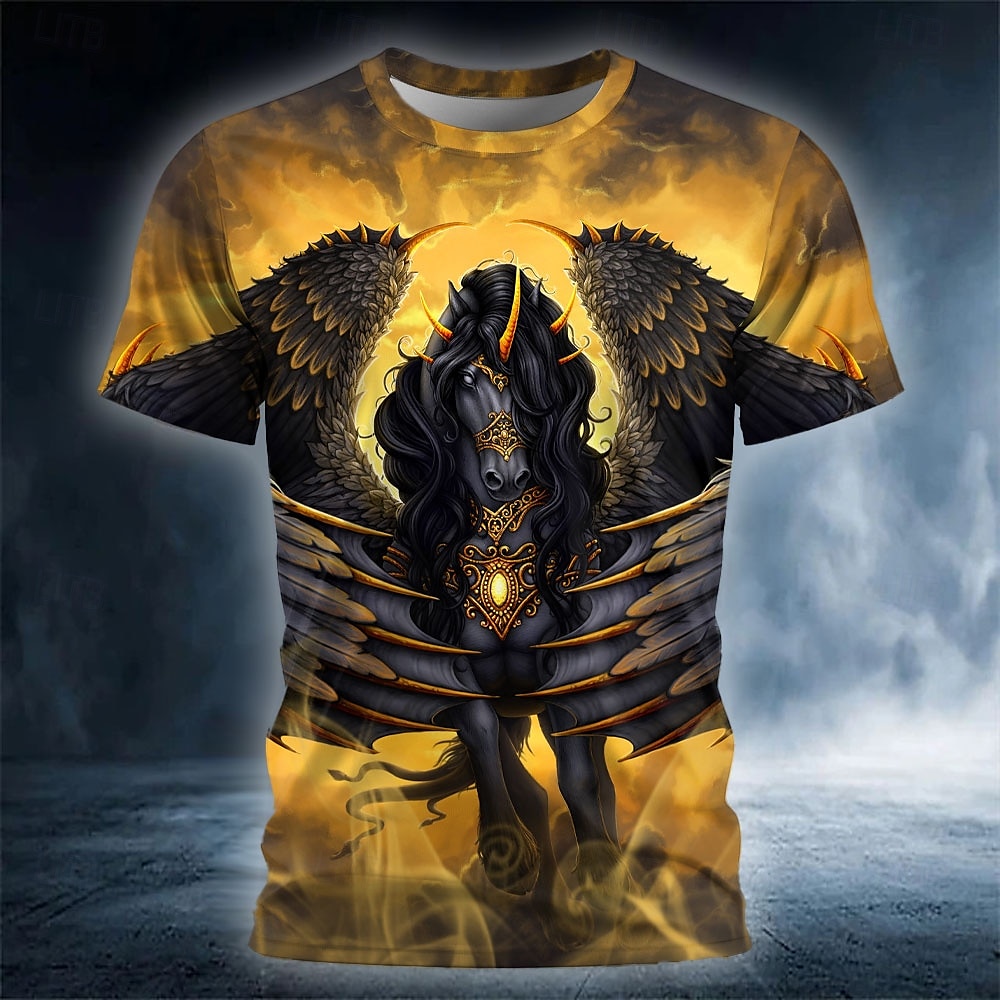 Camiseta masculina de Halloween com estampa 3D de dragão Sarah Richter, camiseta de manga curta com gola redonda, designer exagerado, artística, casual de rua, diária, amarela, vermelha, marrom, de 2025 por $17.99 –P1