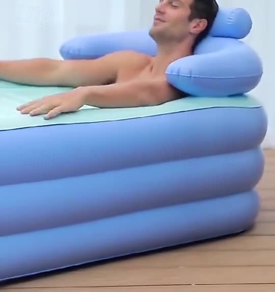 Vasca idromassaggio gonfiabile semplice, vasca idromassaggio portatile per esterni, vasca fredda con portabicchieri, poggiatesta, cuscino e pompa dell'aria elettrica wireless. Spa gonfiabile per bagno del 2025 a $140.99 –P6