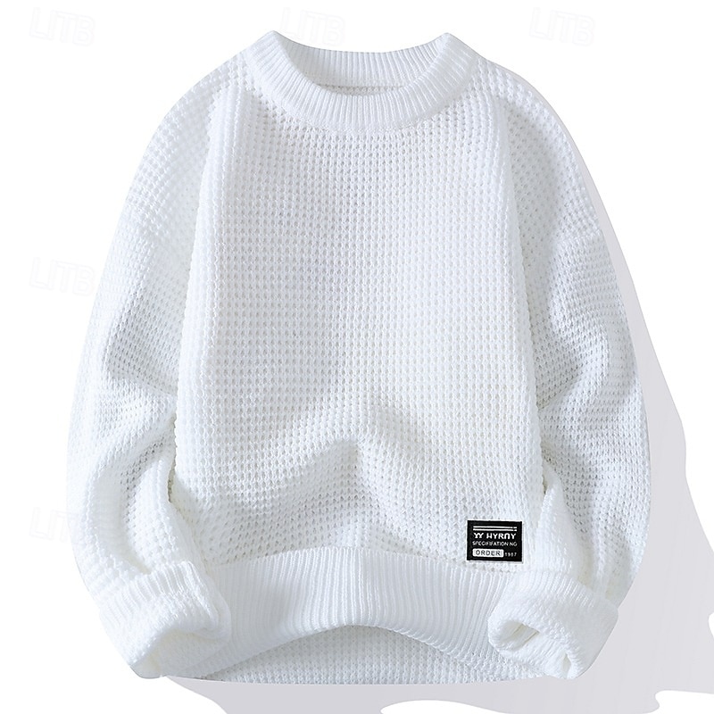Herre Pullover genser Strikket genser Riflet Strikke Vanlige topper Strikket عادي Crew-hals Mote Grunnleggende Feriereise Dagligdagstøy Klær Høst Vinter Svart Hvit M L XL 2025 - $32.99 –P2