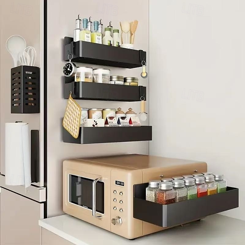 2pcs Large Magnetic Storage Baskets, No Drilling or Adhesive, Removable Multi-Purpose Racks for Fridge, Microwave, Washer Side, Magnetic Spice Organizer for Kitchen 2025 - $18.99 –P8