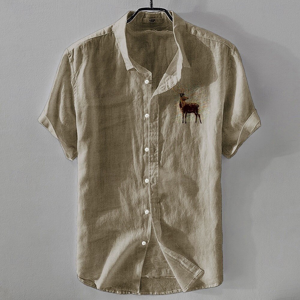 Per uomo Camicia di lino Camicia casual Camicia in cotone e lino Camicia con Bottoni Con Motivo Animale Vacanza Abbigliamento quotidiano Bianco Blu marino scuro Azzurro cielo Cachi Manica Corta Bavero del 2025 a $18.99 –P7