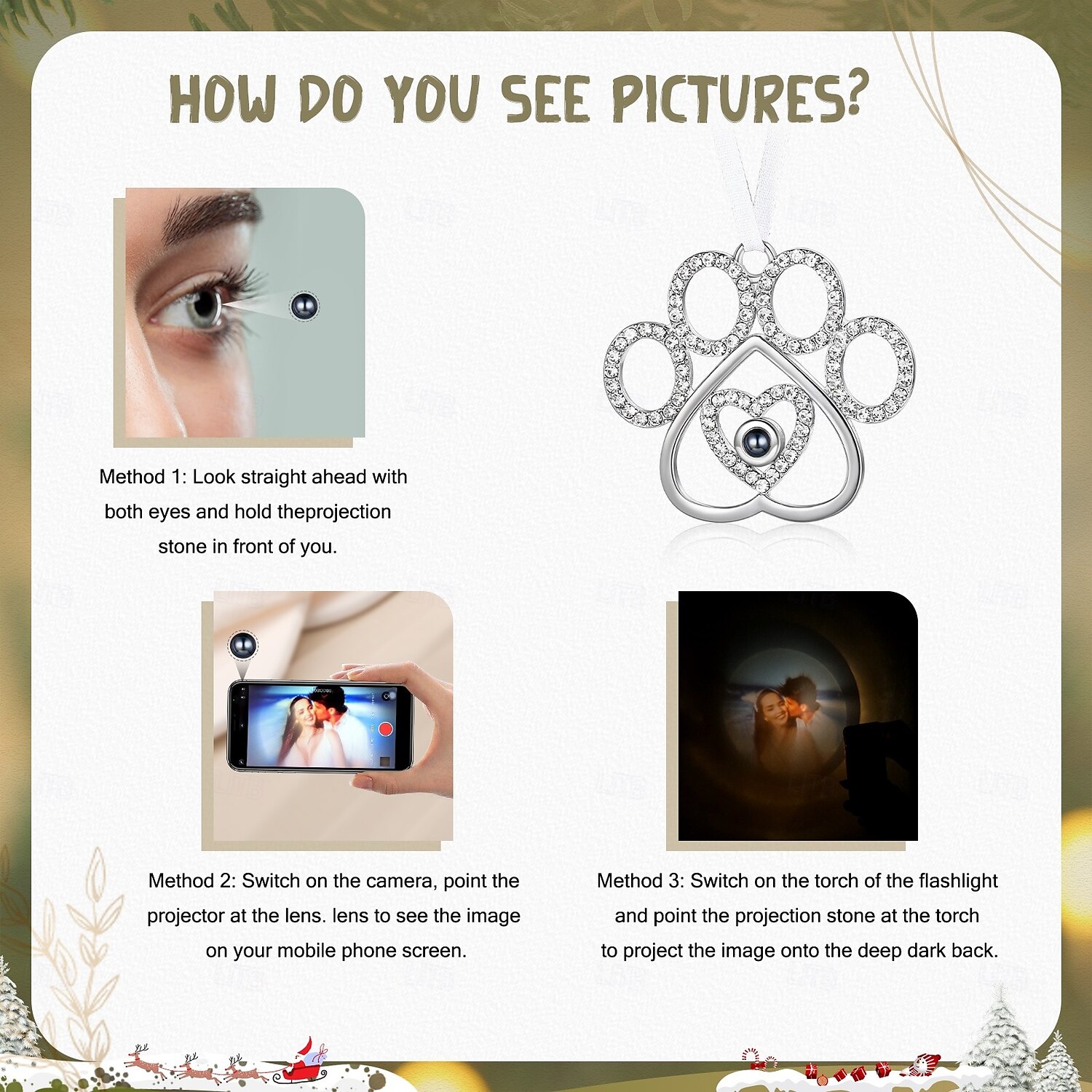 Ornement de projection de patte de chien photo personnalisé de Noël, cadeau commémoratif personnalisé, breloque pour arbre de Noël, décoration suspendue, cadeau de Noël pour elle/lui/famille de 2025 ? $21.99 –P4