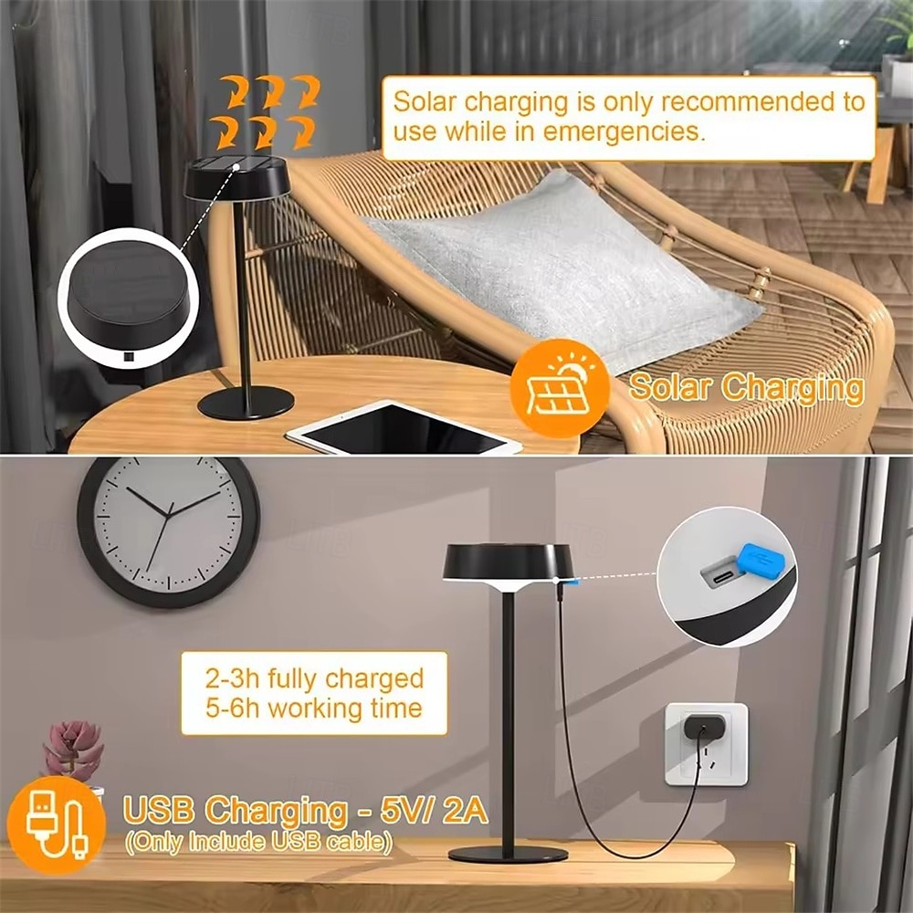 Outdoor Indoor  USB Solar Table Lamps Waterproof Cordless Desk Lamps Rechargeable Dimmable with 3 Color Temperature Small Touch Lamp  1PC 2026 - $34.99 –P5