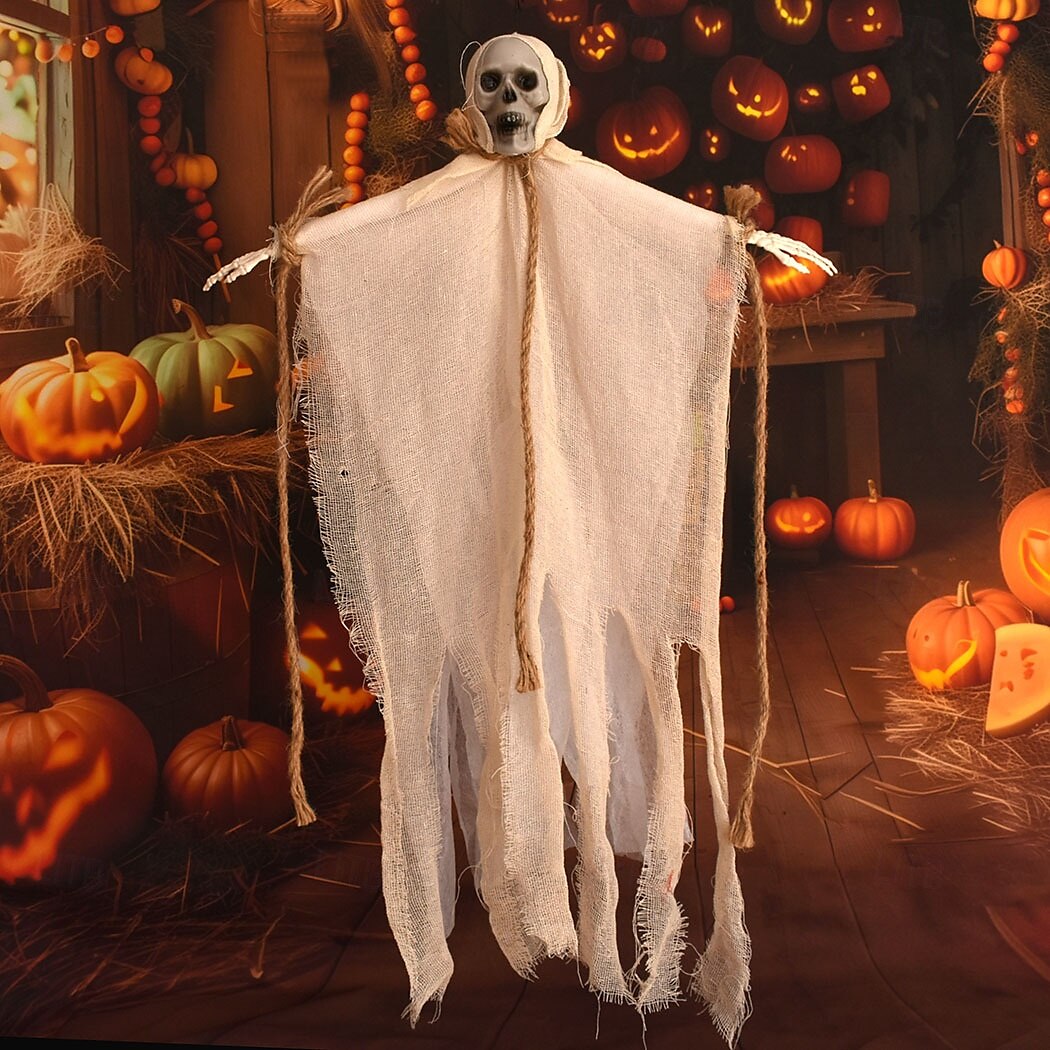 2er-Pack hängende Halloween-Dekorationen mit Skelettgeistern, Sensenmänner für Halloween-Außendekorationen, fliegendes Halloween-Skelett-Geist, Spukhaus-Requisite, Party-Dekor 2025 - $12.99 –P5