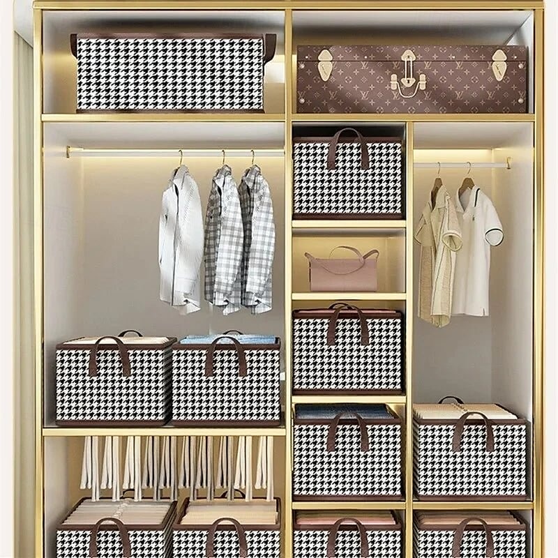 2Pcs Foldable Jeans Organizer for Closet, Large Capacity Houndstooth Storage Box, Dustproof Foldable Clothes Storage Bin for Home Organization 2025 - $12.49 –P2