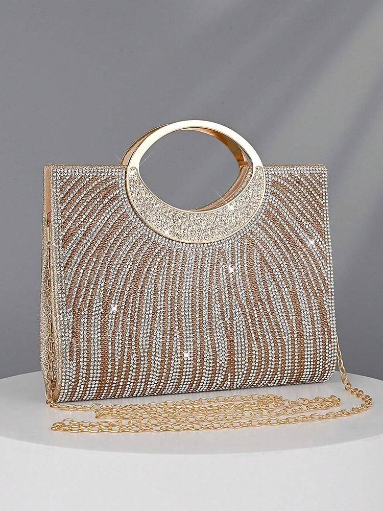 Women’s Rhinestone Evening Clutch Bag with Round Handle – Sparkly Gold Crystal Purse for Cocktail Parties, Weddings & Formal Events 2025 - $24.99 –P6