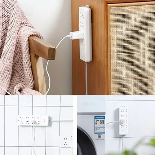 Supporto per presa adesivo senza foratura da 4 pezzi, staffa di fissaggio per multipresa autoadesiva, organizer per prese senza foratura per router, prolunga e gestione cavi del 2025 a $9.99 –P3
