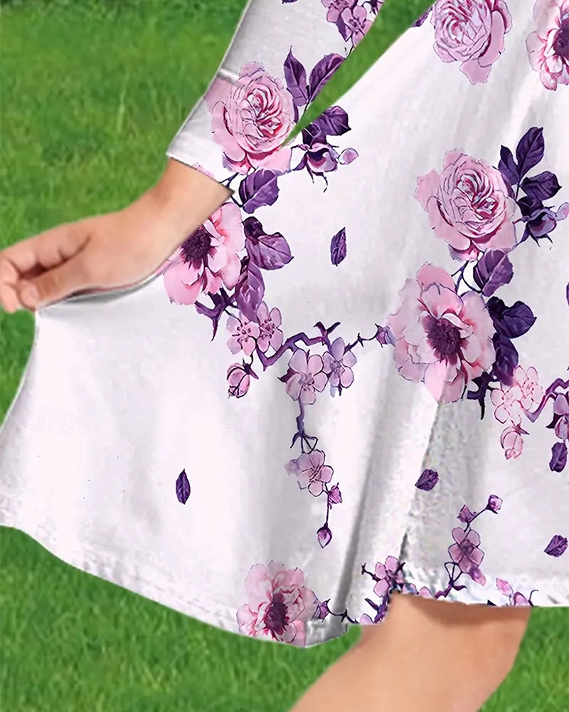 Mädchen' 3D Blume Kleid Langarm Sommer Frühling Urlaub Täglich Ferien Prinzessin Schön Süß Kinder 4-12 Jahre Freizeitkleid A Linie Kleid Knielang Normale Passform 2025 - $16.99 –P4