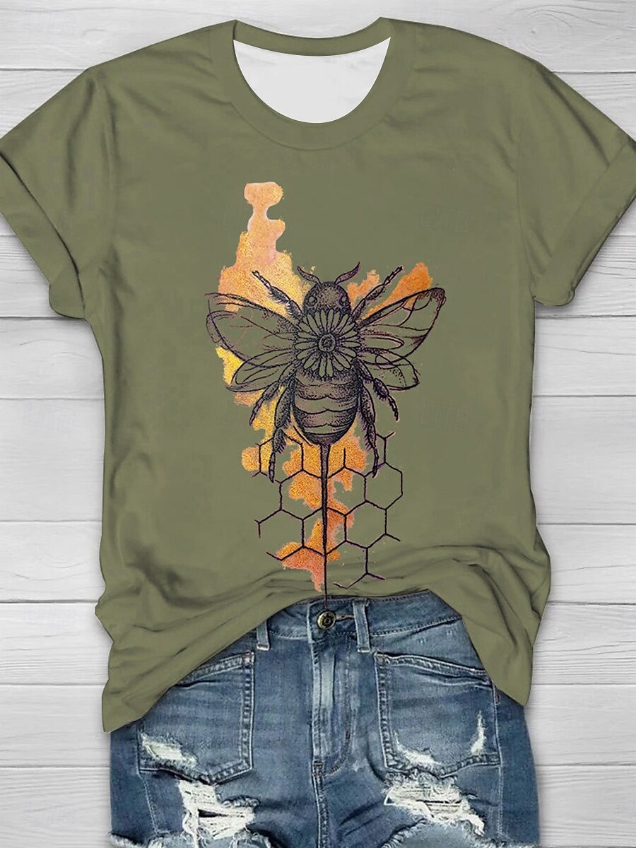 Pentru femei Tricou Grafic Animal Epocă Stilat Clasic Manșon scurt Stil Nautic Topuri obișnuite Zilnic Sfârșit de săptămână Imprimeu Verde salvie Alb Roz Îmbujorat Roz Prăfuit Portocaliu Vară 2025 - $19.99 –P1