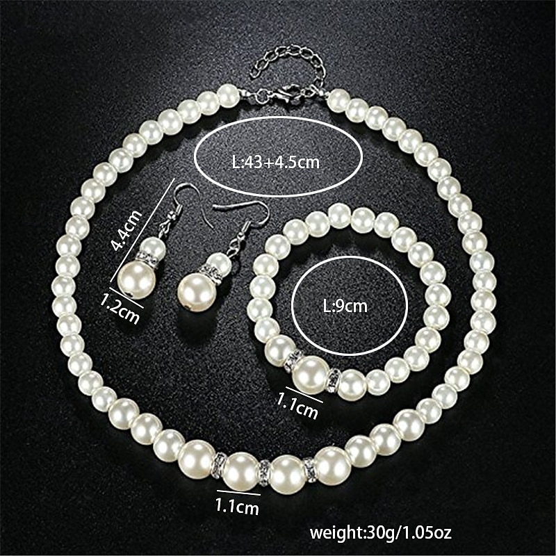 Ensembles de bijoux de mariée 1 ensemble boucles d'oreilles en alliage de perles d'imitation collier bracelets ensemble de bijoux élégant pour femme pour fête de mariage occasion spéciale de 2025 ? $23.99 –P5