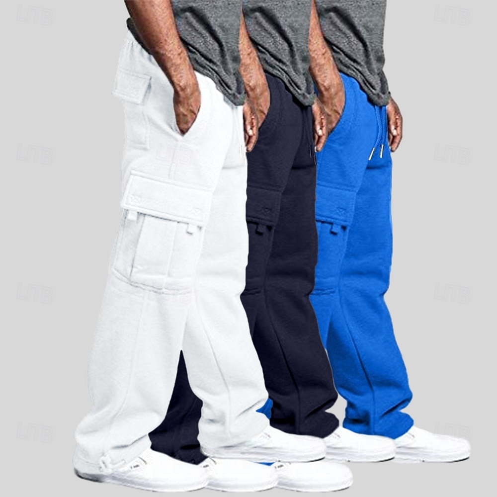 Herr Militärbyxor Fleecebyxor Joggingbyxor Joggare Långbyxor Elastisk midja Snörning Flera fickor Ensfärgat Vindtät Utomhus Knelängd Utomhus Ledigt Dagligen Mode Streetwear Svart + Vit + Ljusgr 2025 - $35.99 –P9