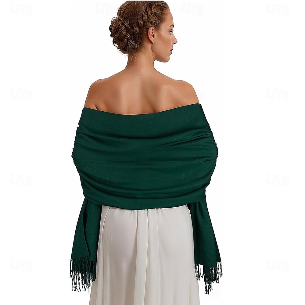 Pashmina-sjal, sjal til kvinner, stort vinterskjerf, myke sjal og sjal til aftenkjoler, sjal til bryllup 2025 - $37.99 –P1