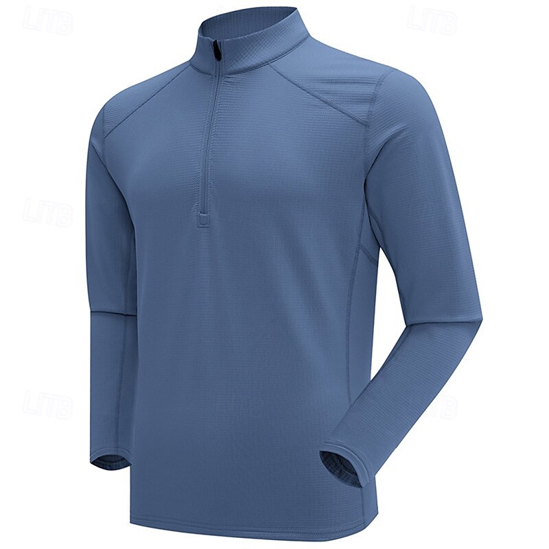 Hombre Sudadera de polar Sudadera con un cuarto de cremallera Manga Larga Escote Chino Camiseta Al aire libre Mantiene abrigado Invierno Poliéster Negro Azul Albaricoque Pesca Tenis Corriendo 2025 - $35.99 –P9