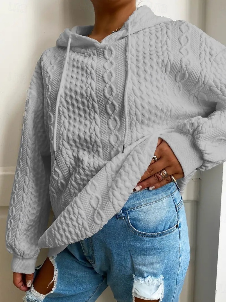 Femmes Sweat à capuche Uni Occasionnel manche longue À capuche Hauts Réguliers Rue Tenue Quotidienne Noir Blanche Rose Claire Rouge Bleu Automne Hiver de 2025 ? $27.99 –P25