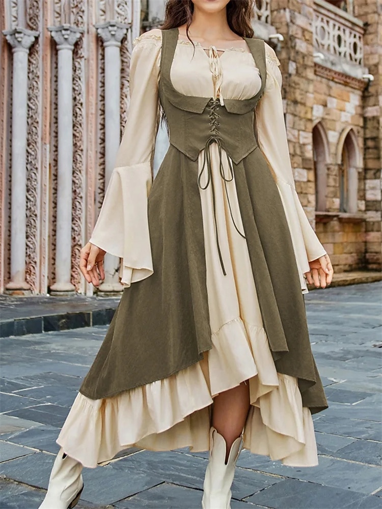 Medieval Renaissance Cocktail Dress Cosplay Costume Prom Dresses Viking Outlander Fancy Dress Women's Celtic Pirate Fantasy Masquerade LARP Ren Faire Festival Adults' Dress 2026 - $40.99 –P10