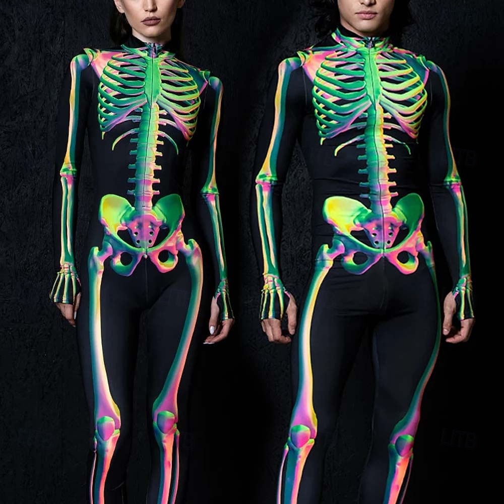 koponya csontváz test halloween csoportos páros jelmezek teljes testes macskaruha ijesztő jelmez férfi női fiú gyermek felnőttek előadás buli klub halloween karnevál halottak napja könnyű 2025 - $29.99 –P1