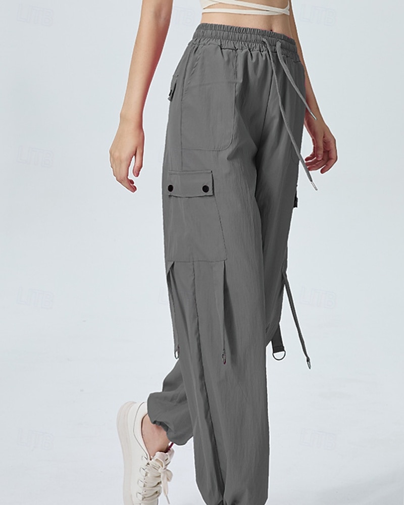 Femmes Pantalons Cargo Slacks Streetwear Occasionnel Longueur complète Naturel Uni Avec Poches Conception à cordon élastique Doux Tenue quotidienne Week-end Noir Rouge Fuchsia Gris argenté Automne de 2025 ? $22.99 –P7
