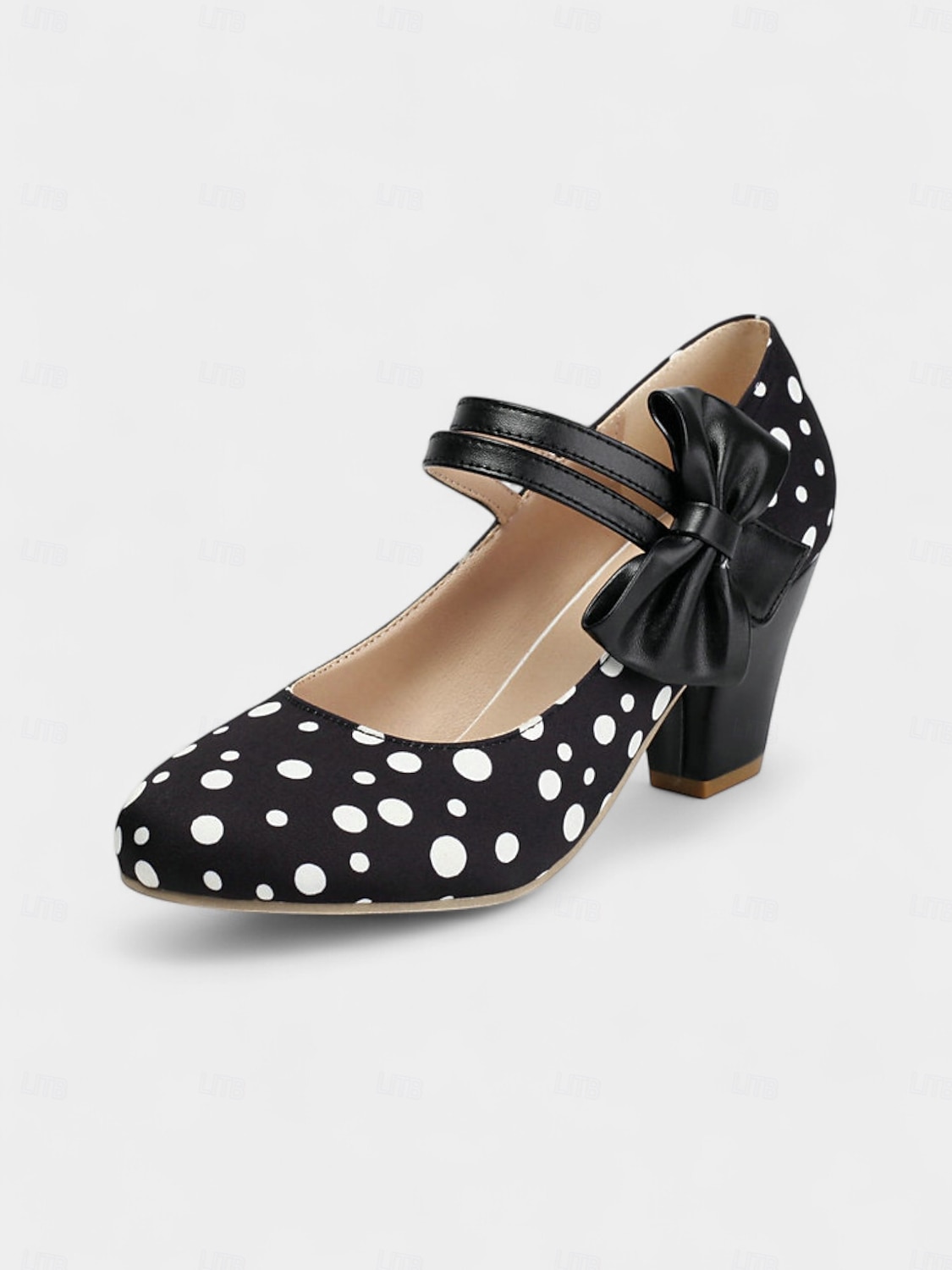 Escarpins Mary Jane roses à pois pour femmes des années 1950 – de jolis escarpins rétro à talons carrés et brides à nœud pour les fêtes, les goûters et les tenues d'inspiration vintage de 2025 ? $46.99 –P1