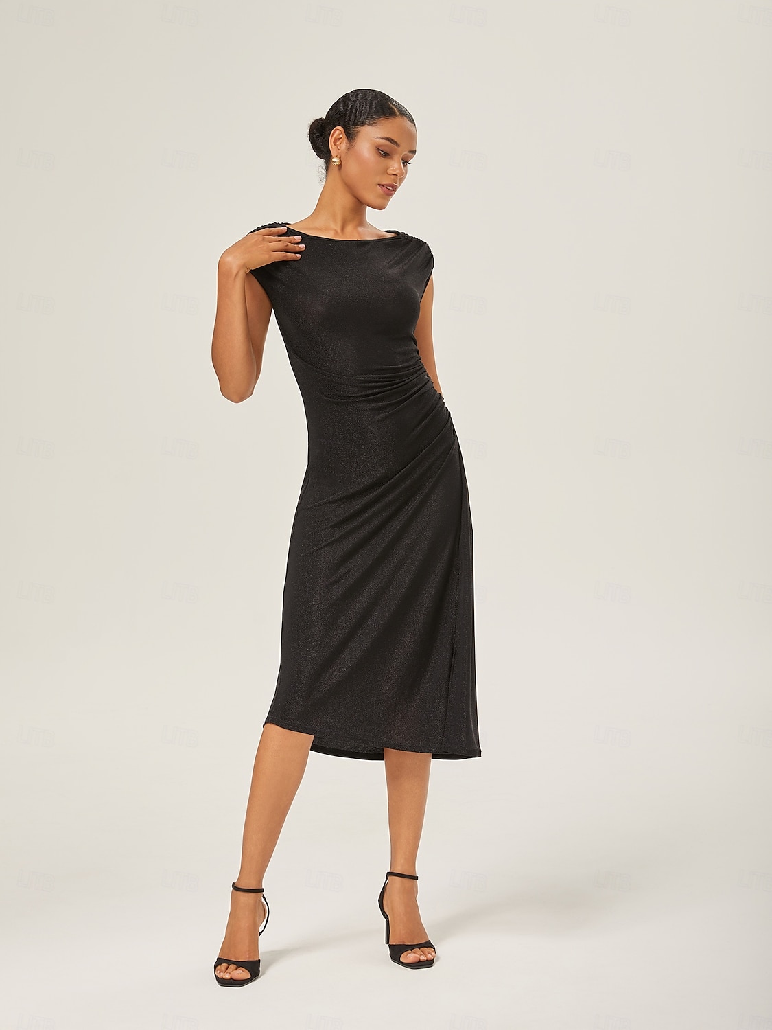 Weiblich Freizeitkleid Schwarz Kappenärmel Einfach Sommer Herbst Ganzjahresmode U-Boot-Ausschnitt Elegant Modern XS S M 2025 - $86.99 –P2