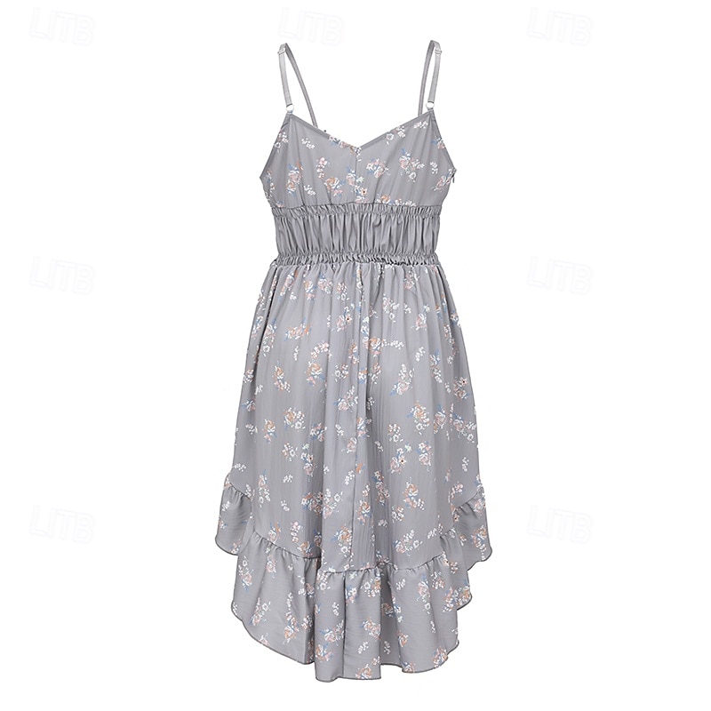 Women's Mini Dress Casual Dress Summer Dress Slip Dress Boho Dress Elegant Fashion Romantic Holiday Date Beach Regular Fit Flower Sleeveless V Neck Gray Summer 2025 - $29.99 –P5