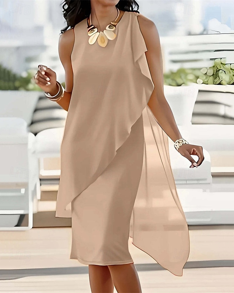 Femmes Mini Robe Robe Décontractée Robe en Chiffon Robe d'été Robe Nuisette Mode Moderne Quotidien Plage Week-end Coupe régulière Uni Sans manches Col ras du cou Noir Rose Claire Violet Kaki Été de 2025 ? $26.99 –P8