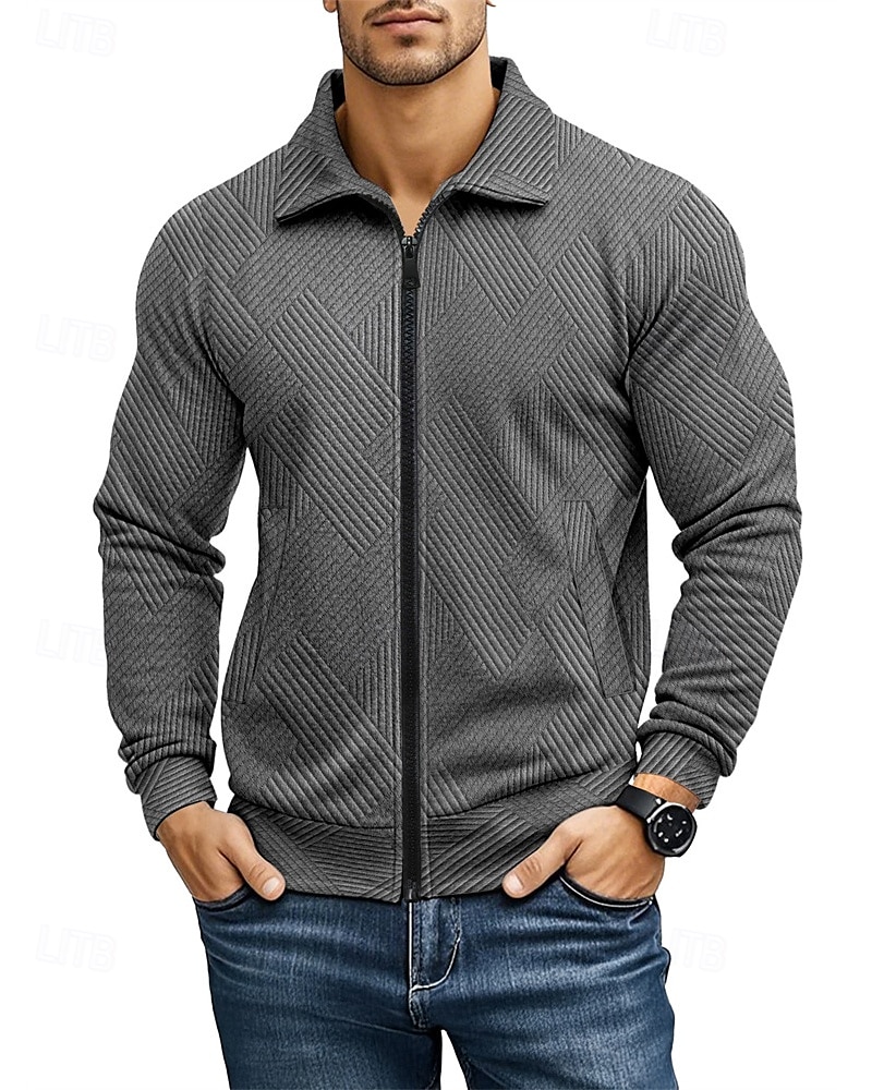 Homme Veste Légère Veste Décontractée Vacances Quotidien Respirabilité Avec Poches Jacquard Printemps Automne Uni Mode Classique Revers Régulier Noir Blanche bleu marine Kaki Gris Claire Veste de 2025 ? $29.99 –P2