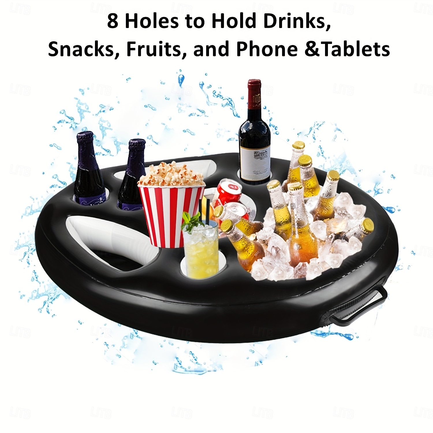 Inflatable PVC Floating Bar for Pool Parties - Multi-Hole Cup Holder & Snack Tray Durable Black Drink Station for Outdoor Swimming Events Inflatable Pool Float Summer Party Essentials 2025 - $33.99 –P3