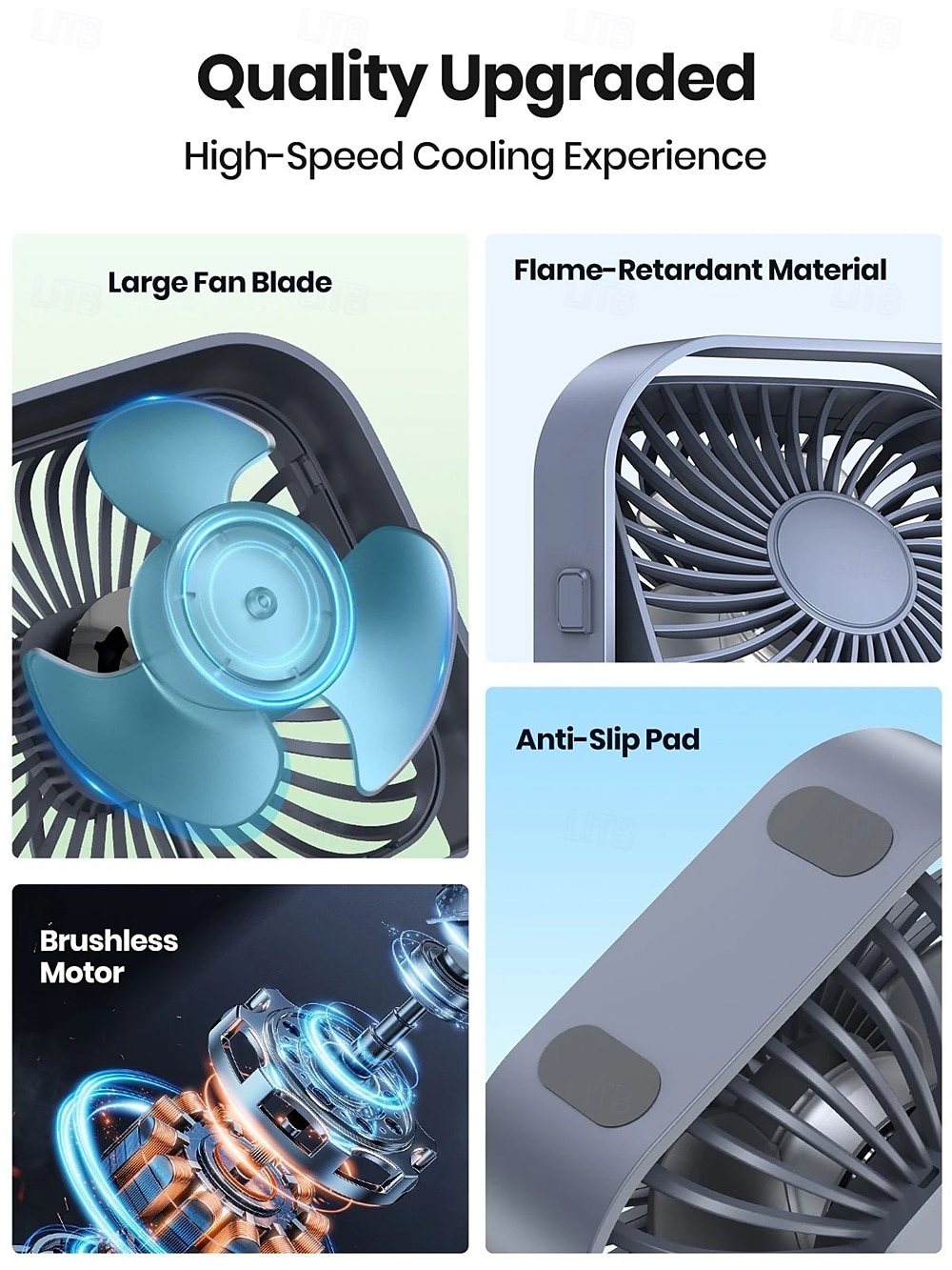 TOPK Mini Portable Fan USB Desk Fan Table Strong Airflow &Quiet Operation 3 Speed Wind 360Rotatable Standing fans for room Home 2025 - $21.99 –P2