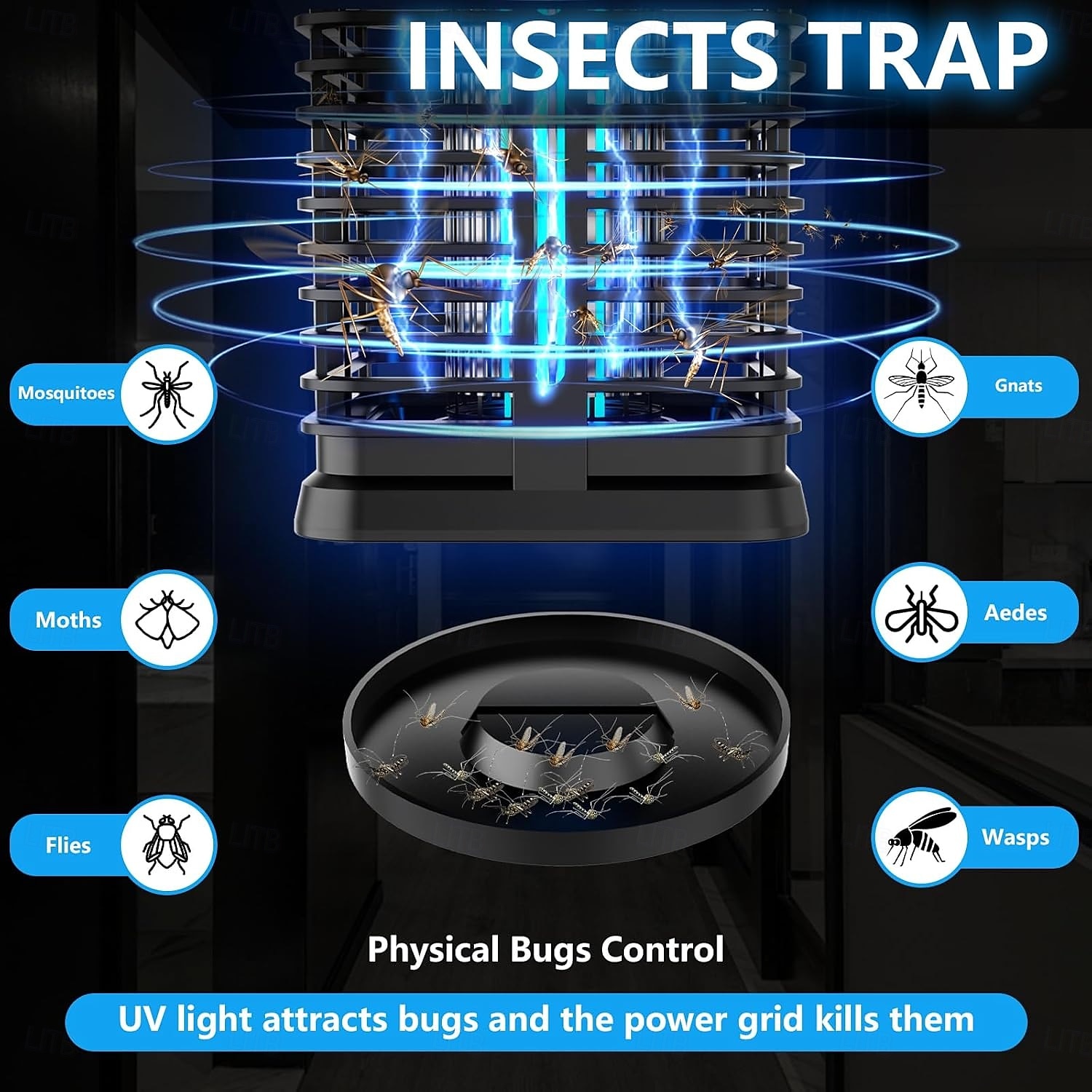 Lampe anti-moustiques électrique solaire, piège à insectes rechargeable par USB, piège à mouches étanche 4200 V, piège à moustiques, lumière UV non toxique pour une utilisation intérieure et de 2025 ? $54.99 –P5