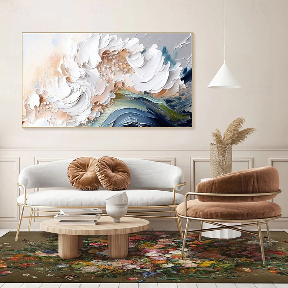 Pintura al óleo hecha a mano, lienzo, arte de pared, decoración moderna abstracta, textura de ondas de aceite gruesas para sala de estar, decoración del hogar, marco estirado, pintura colgante/lienzo 2026 - $82.99 –P7